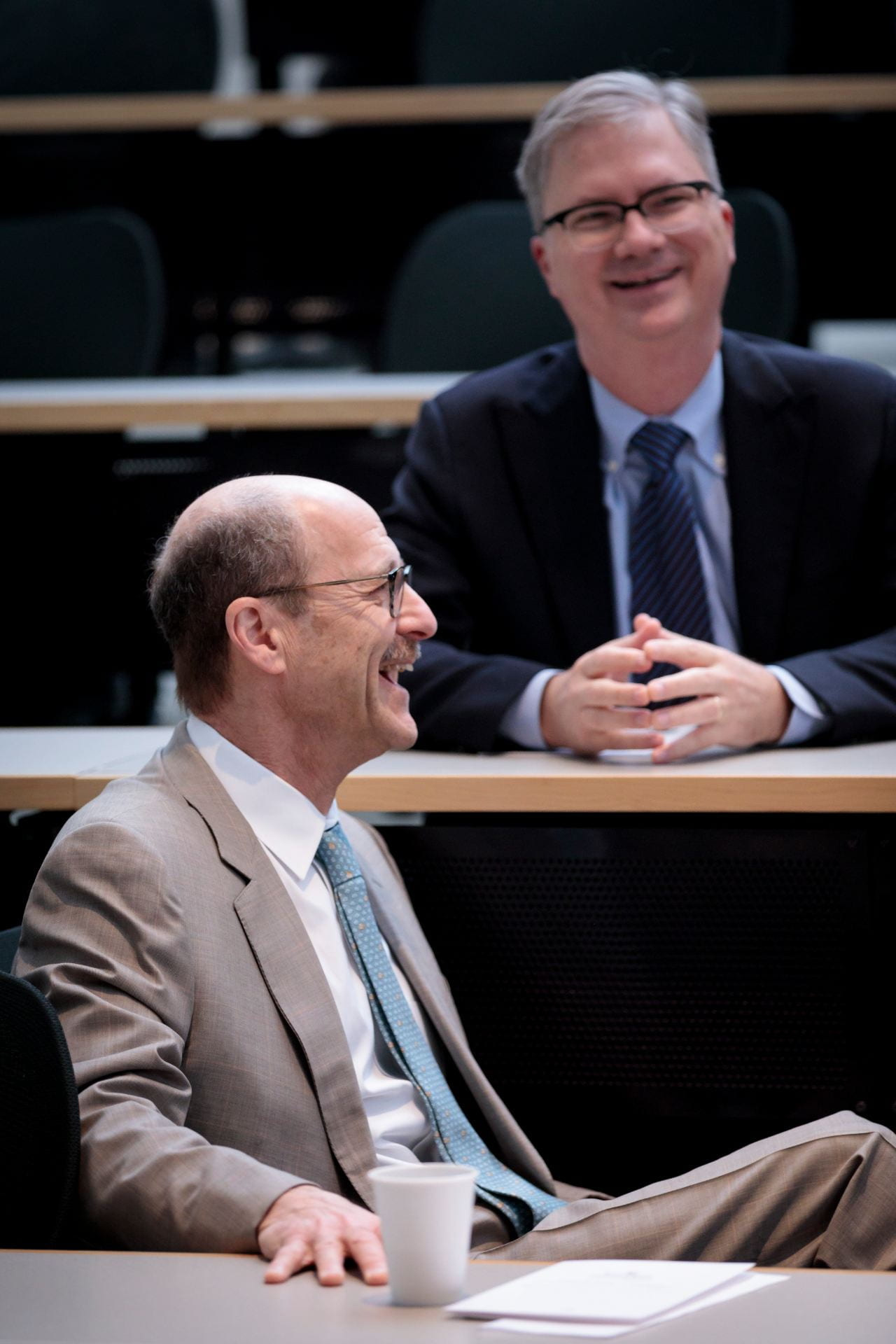 Dean David Perlmutter, foreground, and Provost Holden Thorp